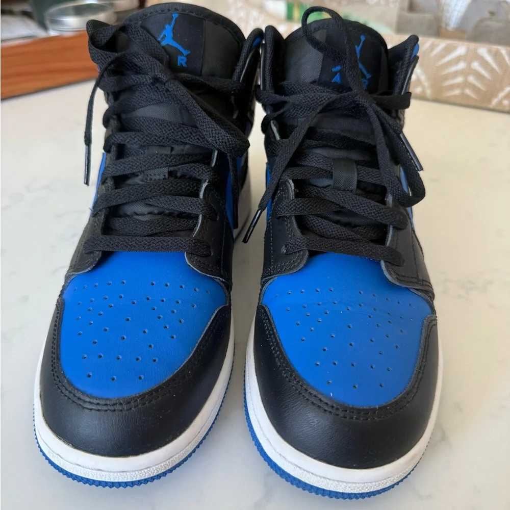 Nike Black and Blue Air Jordan 1 Mid Sneaker